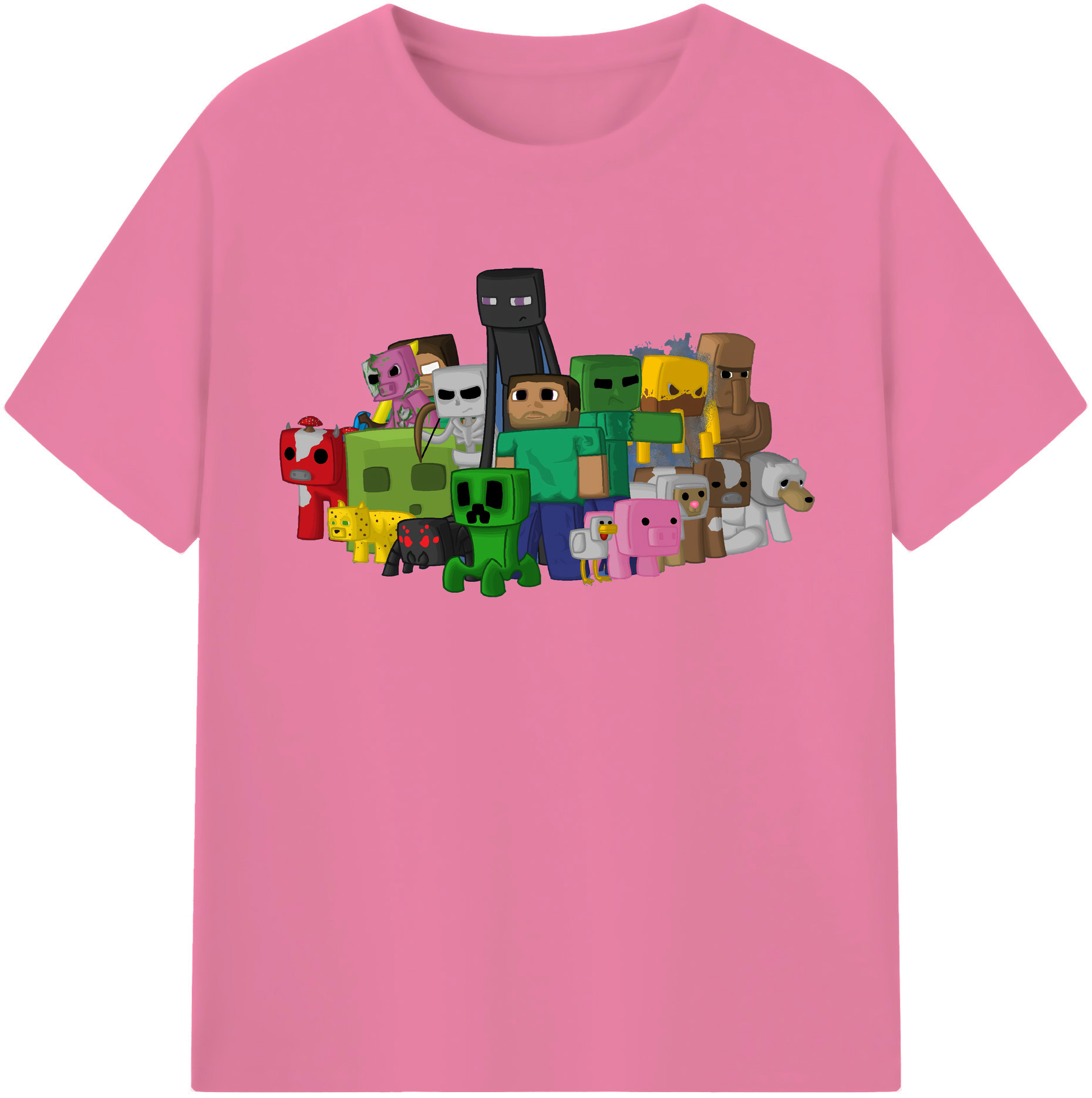 （画像用） マインクラフト ブロックの世界 Minecraft MC Block world 綿100％半袖Tシャツ（フロントプリント）